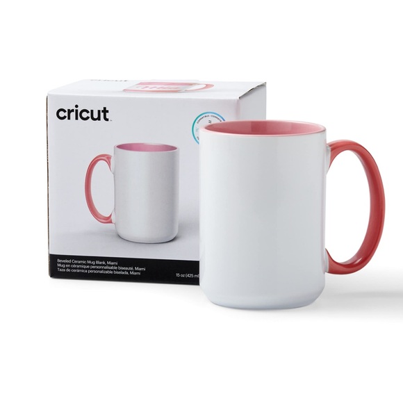 Cricut Beveled Ceramic Blank Mug-Pink - Picture 1 of 3